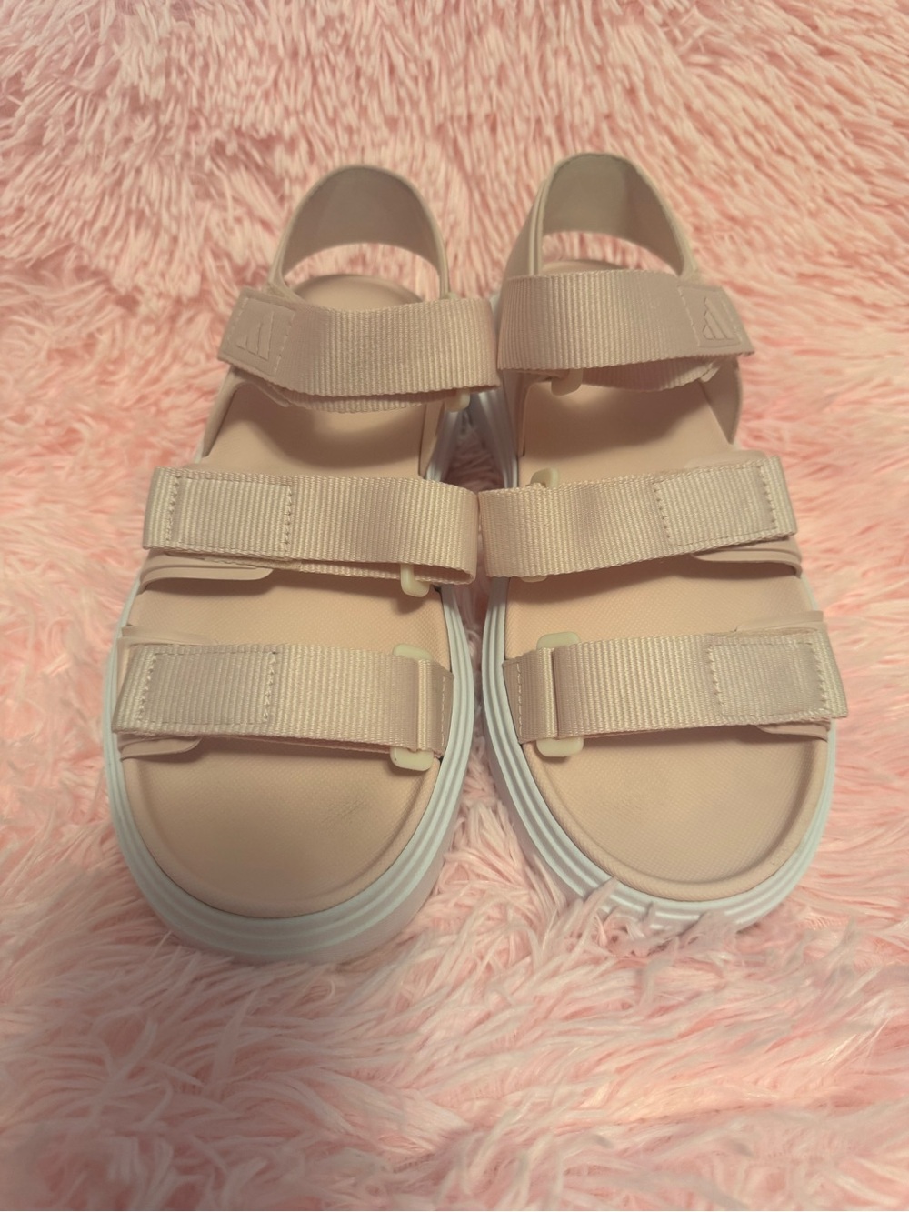 Adidas platform Neutral Pink Adjustable Strap Sandals